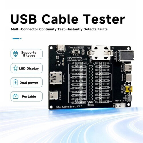 USB Cable Tester Board Data Cable Checker with LED Indicator for Charging TYPE-C Micro-B Type A Type B Data Cable Test 2