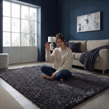(200cm x 290cm (6ft 7" x 9ft 6"), Grey Shaggy Rugs) Fluffy Rug Non-Slip Shaggy Rugs Living Room Carpet