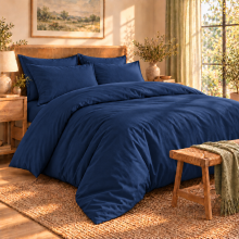 (Navy Duvet Cover with Pillow Case Pair, Super King) Luxury Duvet Cover Bedding Set 10.5, 13.5, 15 Tog