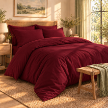 (Red Duvet Cover with Pillow Case Pair, Single) Luxury Duvet Cover Bedding Set 10.5, 13.5, 15 Tog