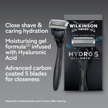 Wilkinson Sword Hydro 5 Ultimate Men's 1 Razor Handle, 5 Blade Refills