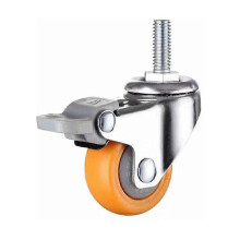 Kestävät pyörät jarrulla, 360 astetta kääntyvät, täydelliset pienille huonekaluille (oranssi, koko: 25 mm, M6 * 15), 4 kpl