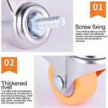 Ruote piroettanti resistenti con freno, girevoli a 360 gradi, perfette per piccoli mobili (arancione, dimensioni: 25 mm, M6*15), 4 pezz