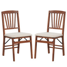 Set of 2 Folding Dining Chairs with Padded Seat