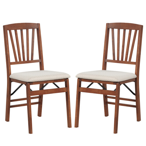 Costway Set of 2 Folding Dining Chairs with Padded Seat