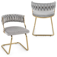 2PCS Velvet Upholstered Dining Chairs Kitchen Accent Chairs
