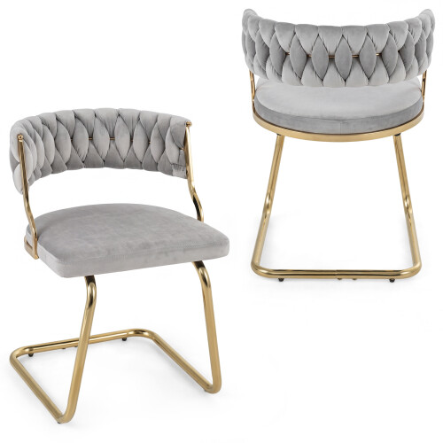 Costway 2PCS Velvet Upholstered Dining Chairs Kitchen Accent Chairs