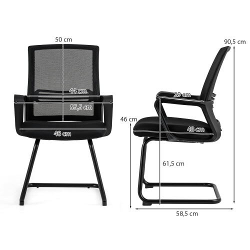 Costway Mesh Mid Back Office Computer Desk Chair Lumbar Support Sled Base 2