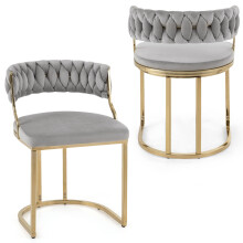 2PCS Velvet Modern Woven Upholstered Dining Accent Chairs