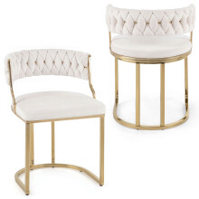 2PCS Velvet Modern Woven Upholstered Dining Accent Chairs