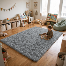 (Grey, 160x230) Large Living Room Rugs Non Slip Area Rug Hallway Runner Rug Kitchen