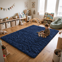 (Navy, 160x230) Large Living Room Rugs Non Slip Area Rug Hallway Runner Rug Kitchen