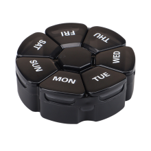 (black) 7 - Day Weekly Round Pill Organizer – Large 1 - Time - Daily Case for Pills, Medication, Supplements & Vitamins, Sleek Design(Black)