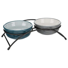 Distribuidor automático de ração - TRIXIE - 1.6 L - 2 tigelas de cerâmica - Alimentação por bateria - Cinza