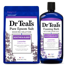 Dr Teal's Sale di Epsom al Magnesio e Bagno Schiumoso, Rilassati & Dormi con Oli Essenziali di Lavanda