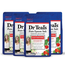 Dr Teal's Sale di Magnesio Epsom Pura, Ashwagandha & Oli Essenziali, 3 lbs (4 Pacchi)