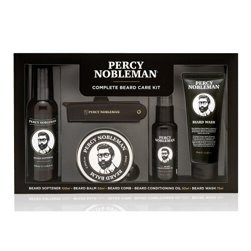 Percy Nobleman Komplettes Bartpflegeset - Geschenkset mit Bartweichmacher, duftendem Bartöl, Bartbalsam, Bartshampoo