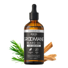 Huile Ă Barbe Groomane Red by Kiss, Huile de Romarin & Biotine, Favorise un Barbe Pleine et Saine (3 fl. oz, Bois de Santal)