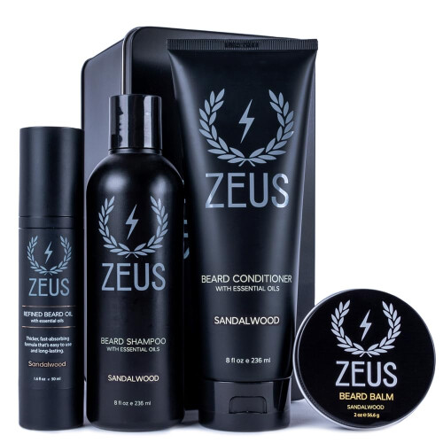 ZEUS Alltags-Bartpflege-Set für Männer, Bartshampoo, Conditioner, Öl & Stylingbalsam