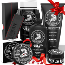 Bossman Compleet Baardpakket voor Mannen - Vaderdag Geschenken, Baardolie Jelly, Conditioner, Balsem, Wenkbrauwwas & Kam