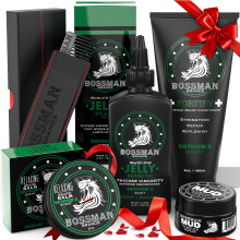 Bossman Compleet Baard Kit voor Mannen - Vaderdag Cadeaus, Baardolie Jelly, Conditioner, Balsem, Snorwax & Kam - Bea