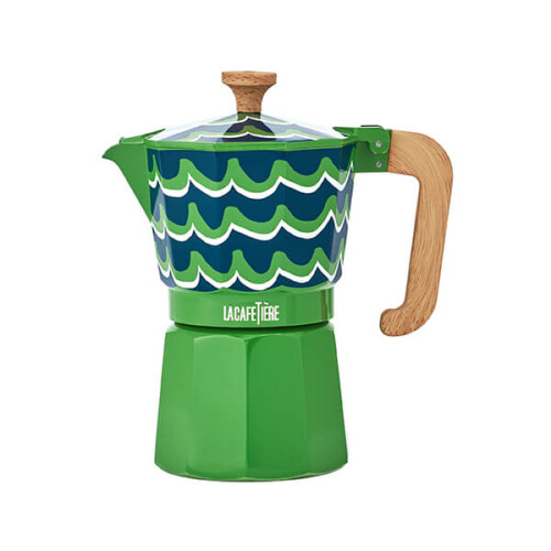La Cafetière 6 Cup Espresso Maker Cyan Tides Venice Multi