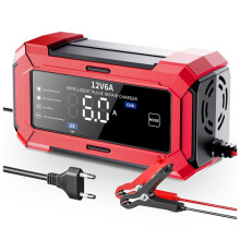 12V 6A Intelligentes Impuls-Reparaturladegerät für Blei-Säure- und Lithium-Ionen-Akkus mit LCD-Display, Überlade-/Verpolungs-/Überhitzungsschutz,