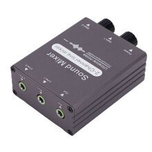 2 Channel Mixer 2 in 1 Out 3.5mm Sound Mixing Switcher with Dual Volume Control for Computer Headphone Live Stream Mixer