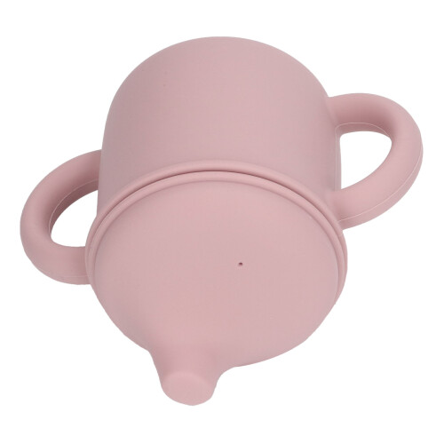 Baby Silikonbecher auslaufsicher Rosa mit Griff