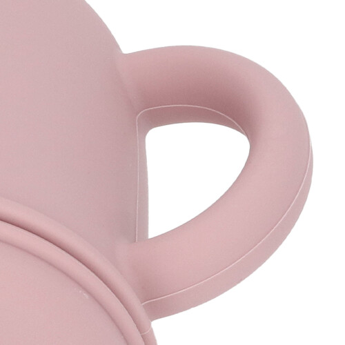 Baby Silikonbecher auslaufsicher Rosa mit Griff 1