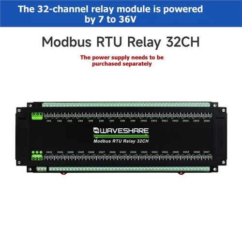 Waveshare Modbus RTU 32-Ch Relay Module RS485 Interface Industrial Relay Board Multiple Isolation Protection Circuits 1