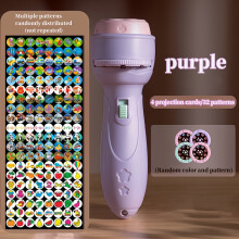 (purple) Random Color Children's Learning Cognitive Fun Luminous Flashlight Toy Dinosaur Animal Ocean Fruit Multi-pattern Educational Toy Card