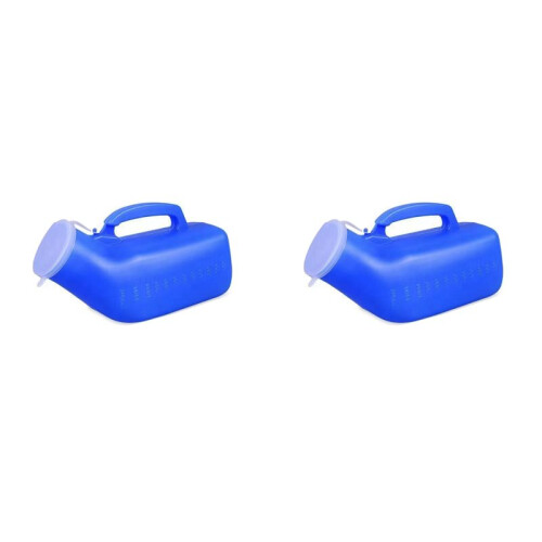 2X Ergonomic Male Urinal Bottle 1200ml Capacity Secure Cap Measuring Scale Grip Handle