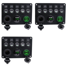 3X 5 Gang 12V/24V Inline-Fuse Box LED Panel Dual USB Car Boat Truck