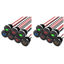 14Pcs 12mm Metal Indicator Light Car Motorcycle Waterproof LED Signal Lamp Panel Dashboard Warning 12V 24V Parts