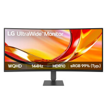 LG UltraWide Monitor 34U620B-B : Curved UWQHD 1440p VA 34 inch, 144Hz, 5ms GtG, HDR10, FreeSync Premium, HAS display, Reader Mode & Flicker Safe