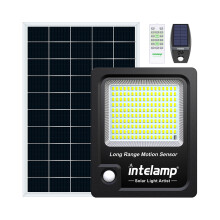 Intelamp Lámpara Solar de Exterior 12000 mAh, Reflector de Seguridad IP65 con Panel Solar y Sensor de Movimiento, 3000 Lúmenes