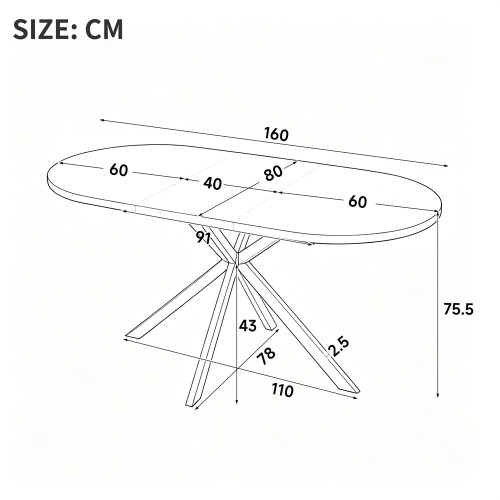 Extendable Oval Dining Table for 4-6, White Marble 1