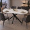 Extendable Oval Dining Table for 4-6, White Marble 9