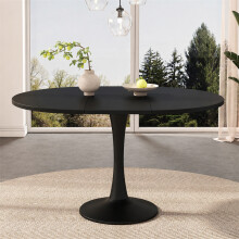 Modern Extendable Oval Dining Table for 4-6, Black