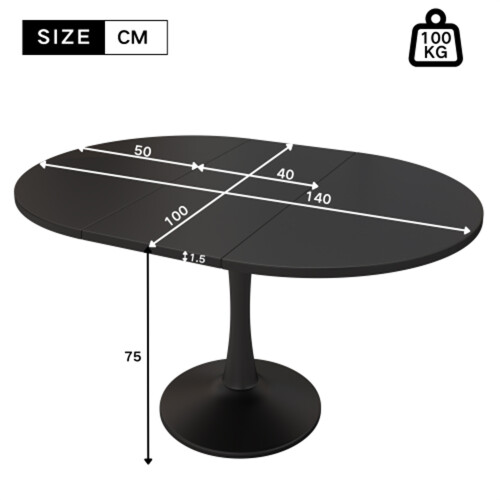 Modern Extendable Oval Dining Table for 4-6, Black 1