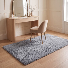 (80 x 150 cm (2 ft 6 in x 5 ft), Grey) Anti Slip Shaggy Rug For Living Room Runner Carpet
