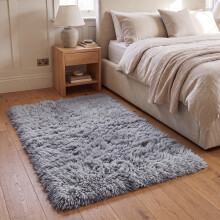 (60 x 110 cm (2 ft x 3 ft 7 in)-Mat, Grey) Anti Slip Shaggy Rug For Living Room Runner Carpet