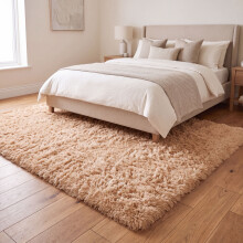 (160cm x 230cm (5ft 4" x 7ft 8"), Beige) Anti Slip Shaggy Rug For Living Room Runner Carpet