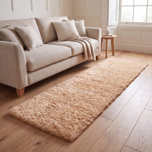 (60 x 220 cm (2 ft x 7 ft 3 in)-Runner Rug, Beige) Anti Slip Shaggy Rug For Living Room Runner Carpet