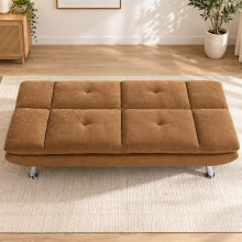 HOMCOM Sofa Bed, Chenille Fabric 3 Seater Futon Sofa Bed, Wide Seat, Brown