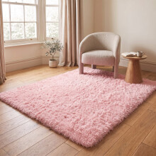 (120cm x 170cm (4ft x 5ft 8"), Pink) Anti Slip Shaggy Rug For Living Room Runner Carpet