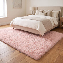 (160cm x 230cm (5ft 4" x 7ft 8"), Pink) Anti Slip Shaggy Rug For Living Room Runner Carpet