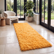 (80cm x 300cm (2 ft 6 in x 10 ft)- Extra Large Runner Rug, Ochre) Anti Slip Shaggy Rug For Living Room Runner Carpet