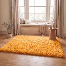 (80 x 150 cm (2 ft 6 in x 5 ft), Ochre) Anti Slip Shaggy Rug For Living Room Runner Carpet